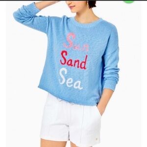 Lilly Pulitzer Light Blue Sweater with Red and White Accents